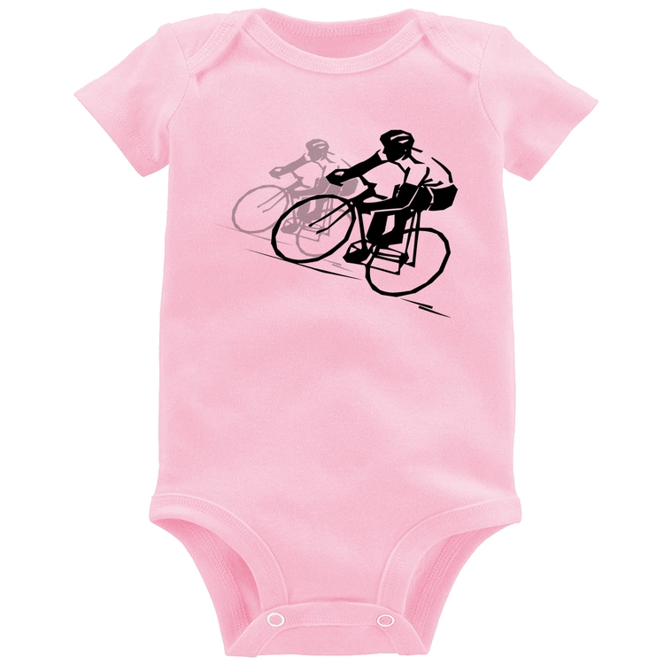 Body Bebê Bike Corrida - Rosa Bebê
