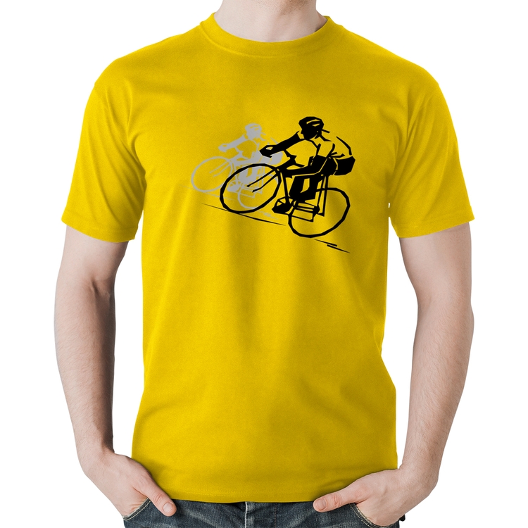 Camiseta Algodão Bike Corrida - Amarela