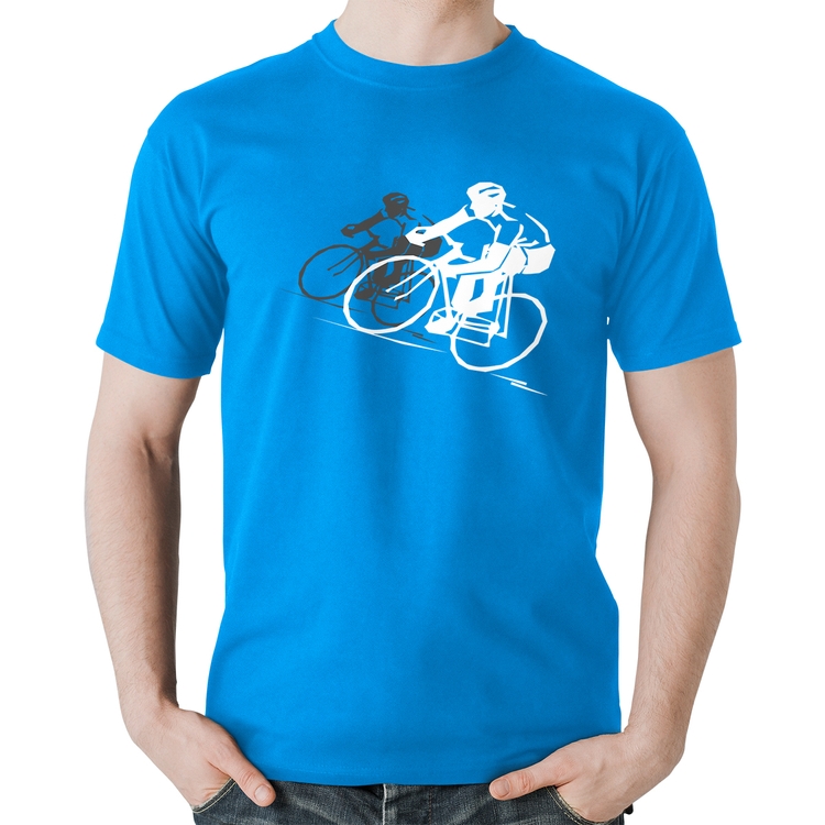 Camiseta Algodão Bike Corrida - Azul