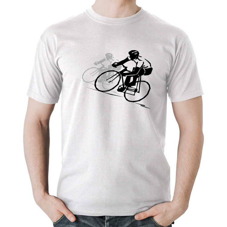 Camiseta Algodão Bike Corrida - Branca