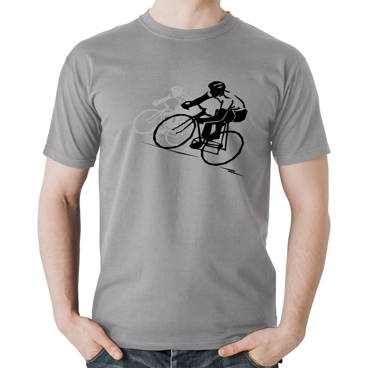 Camiseta Algodão Bike Corrida - Cinza