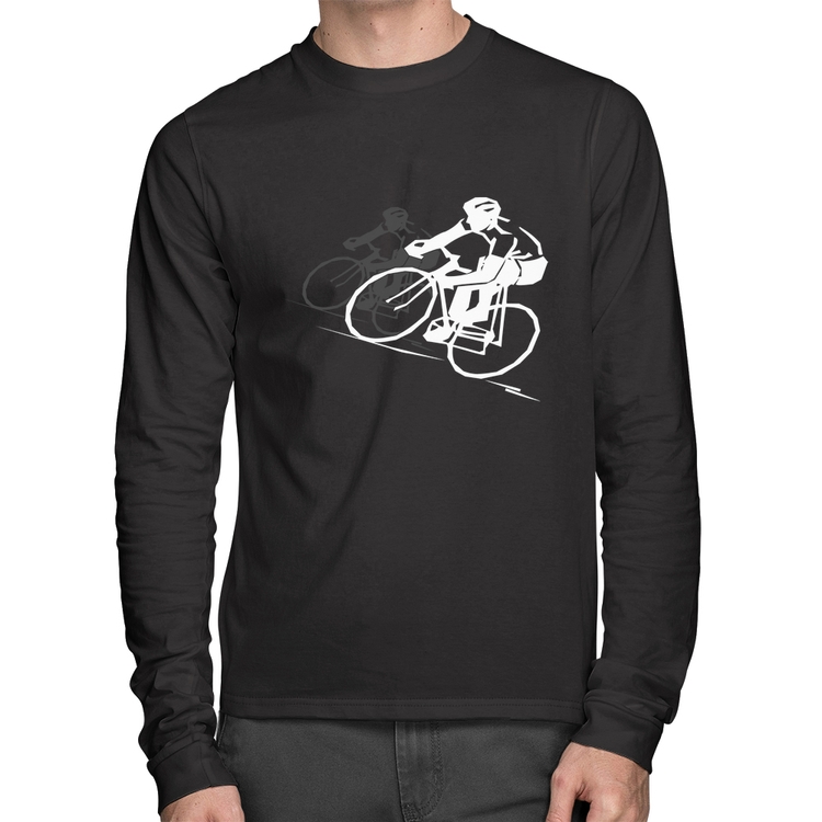 Camiseta Algodão Bike Corrida Manga Longa