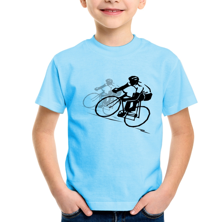 Camiseta Infantil Bike Corrida - Azul Bebê