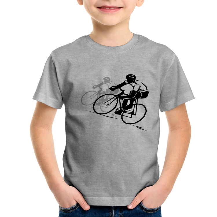 Camiseta Infantil Bike Corrida - Cinza