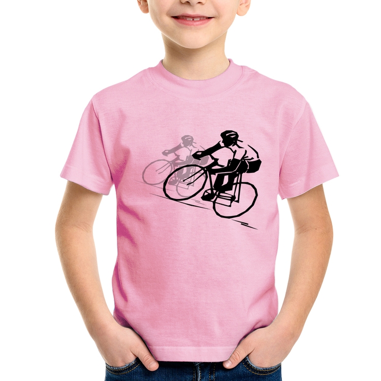 Camiseta Infantil Bike Corrida - Rosa Bebê