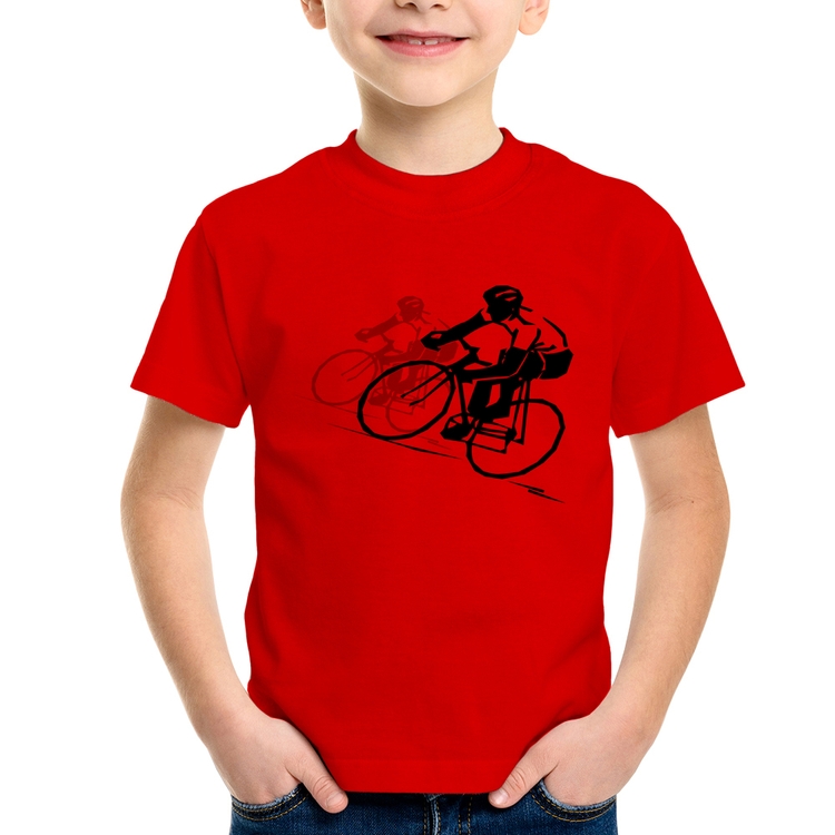 Camiseta Infantil Bike Corrida - Vermelha