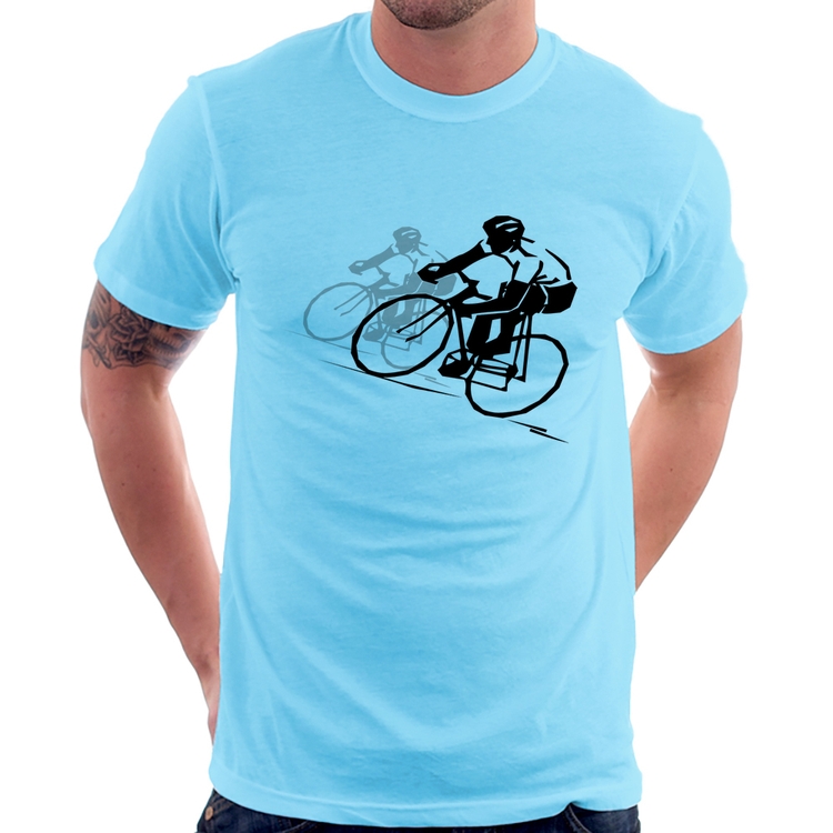 Camiseta Bike Corrida - Azul Bebê