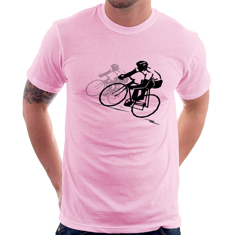 Camiseta Bike Corrida - Rosa Bebê