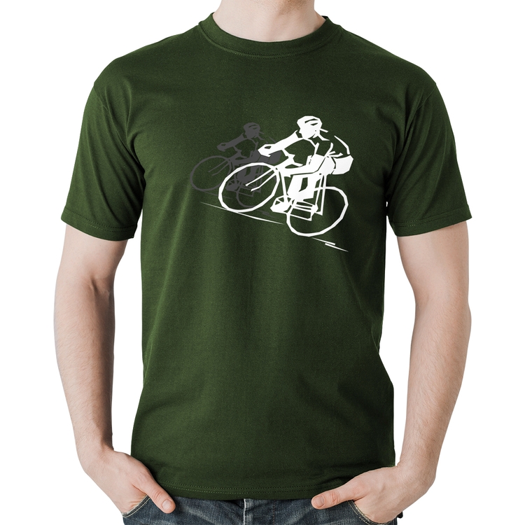 Camiseta Algodão Bike Corrida - Musgo