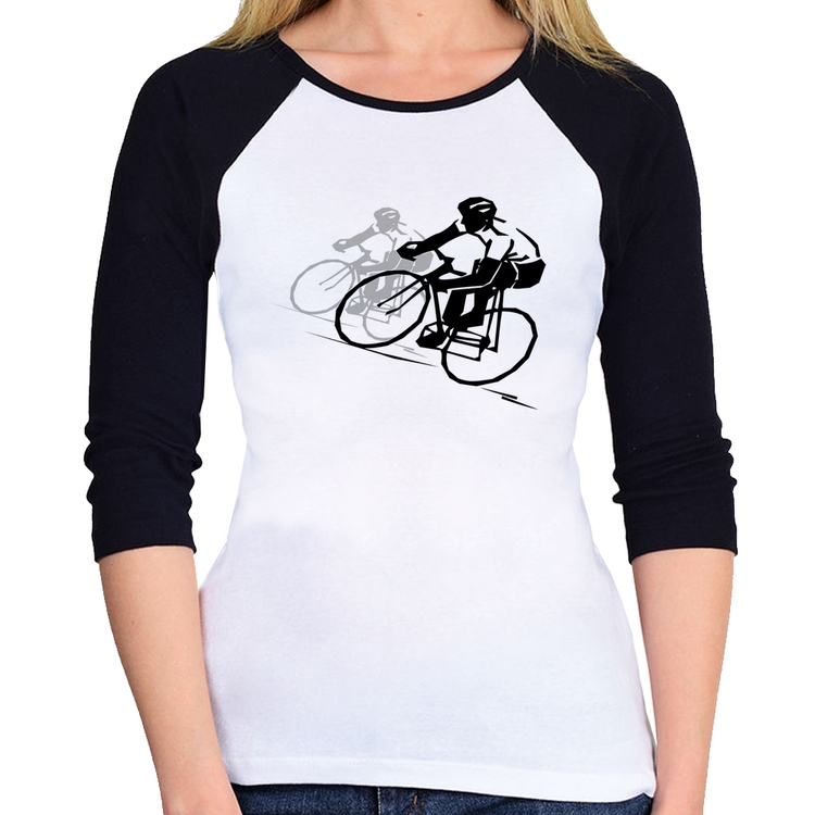 Baby Look Raglan Bike Corrida Manga 3/4