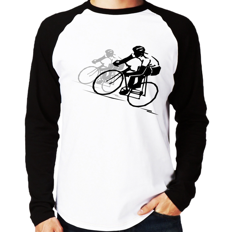 Camiseta Raglan Bike Corrida Manga Longa