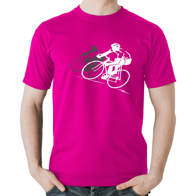 Camiseta Algodão Bike Corrida - Rosa