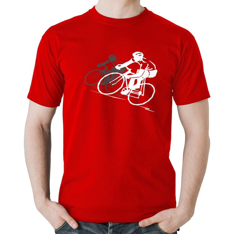 Camiseta Algodão Bike Corrida - Vermelha
