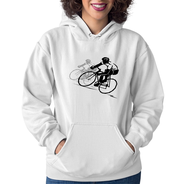 Moletom Feminino Bike Corrida - Branco