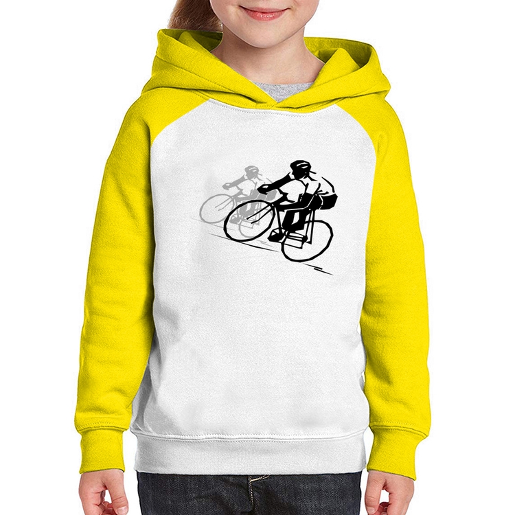 Moletom Infantil Bike Corrida - Branco/Amarelo