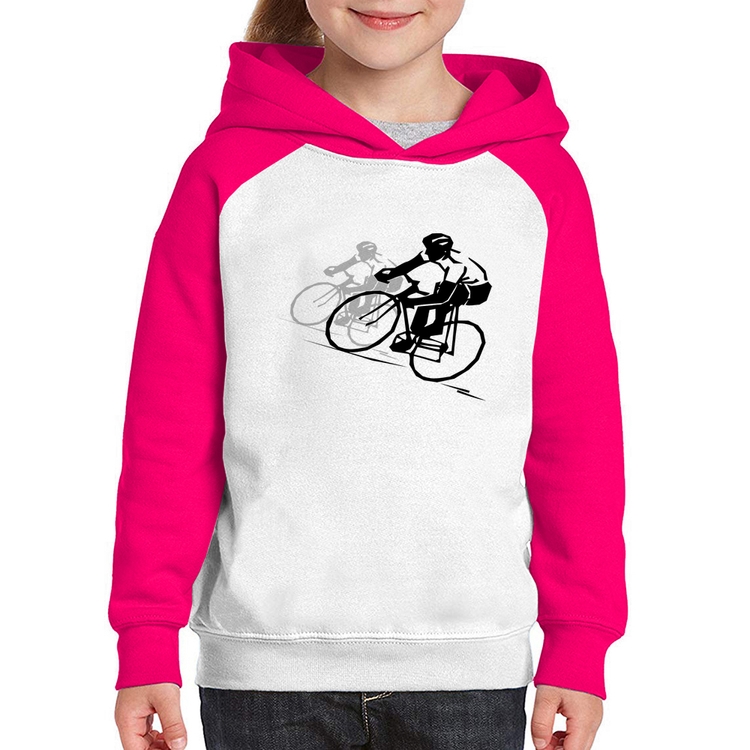 Moletom Infantil Bike Corrida - Branco/Rosa