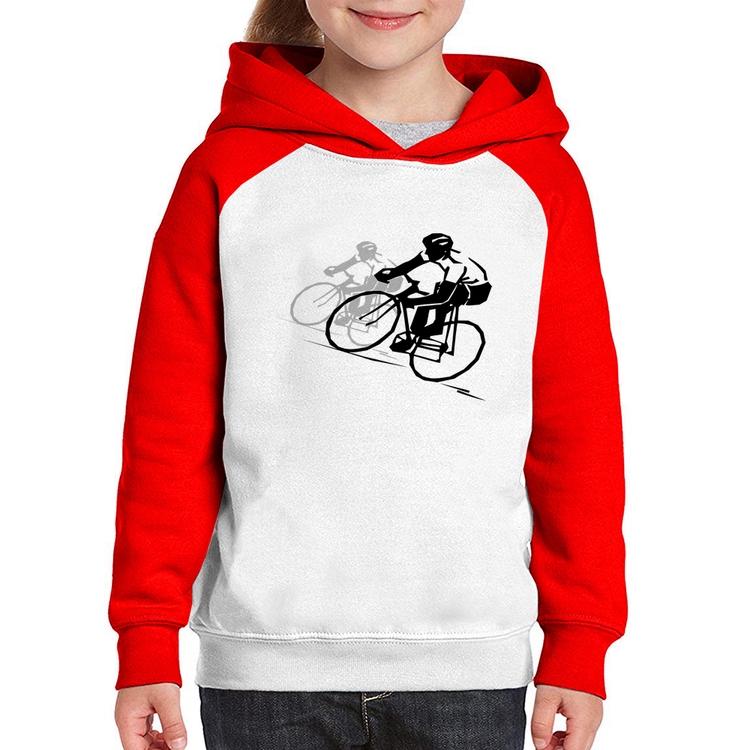 Moletom Infantil Bike Corrida - Branco/Vermelho