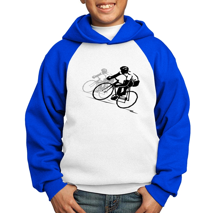 Moletom Infantil Bike Corrida - Branco/Azul