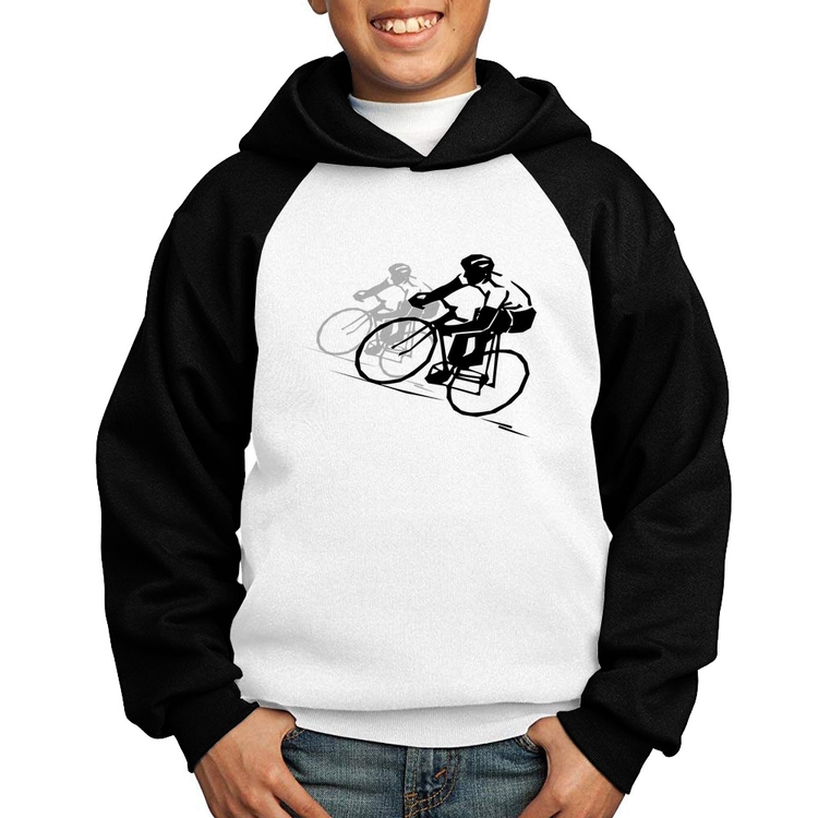 Moletom Infantil Bike Corrida - Branco/Preto