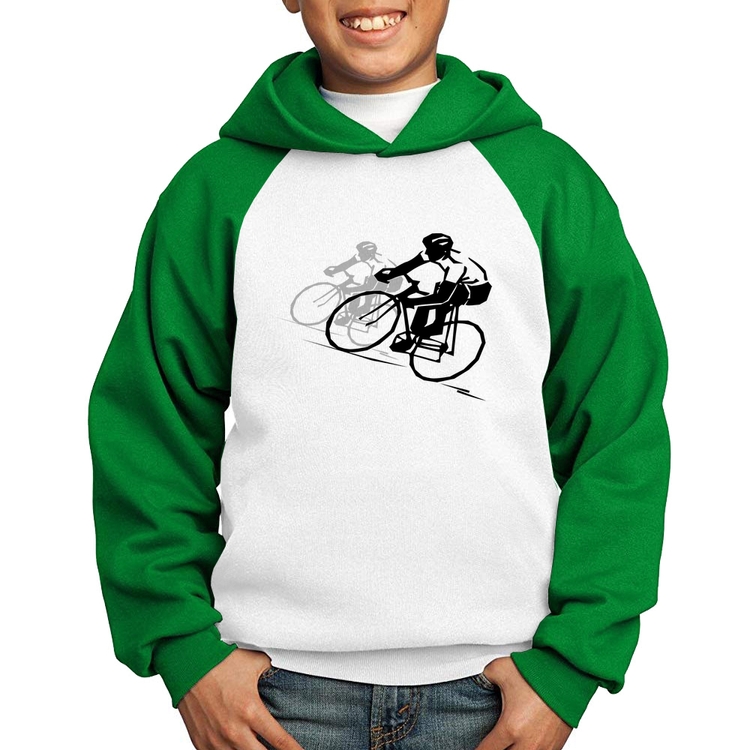 Moletom Infantil Bike Corrida - Branco/Verde