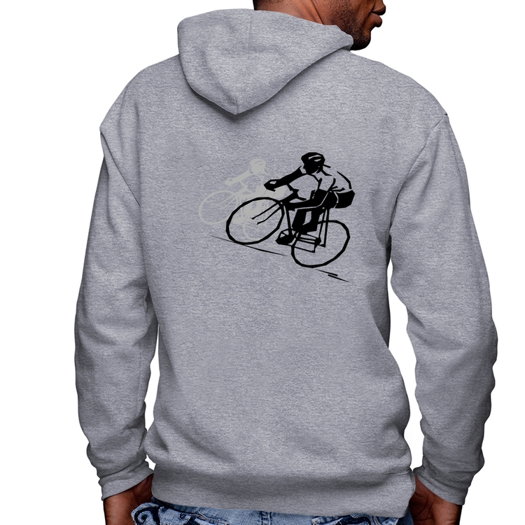 Blusa Moletom Bike Corrida Masculina com Capuz e Zíper - Mescla