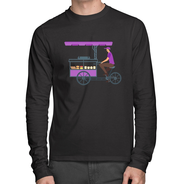 Camiseta Algodão Bike Food Manga Longa