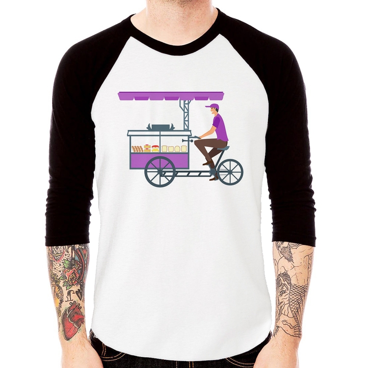 Camiseta Raglan Bike Food Manga 3/4