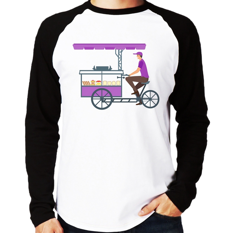 Camiseta Raglan Bike Food Manga Longa