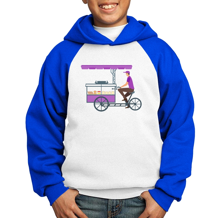 Moletom Infantil Bike Food - Branco/Azul