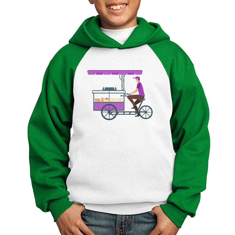 Moletom Infantil Bike Food - Branco/Verde