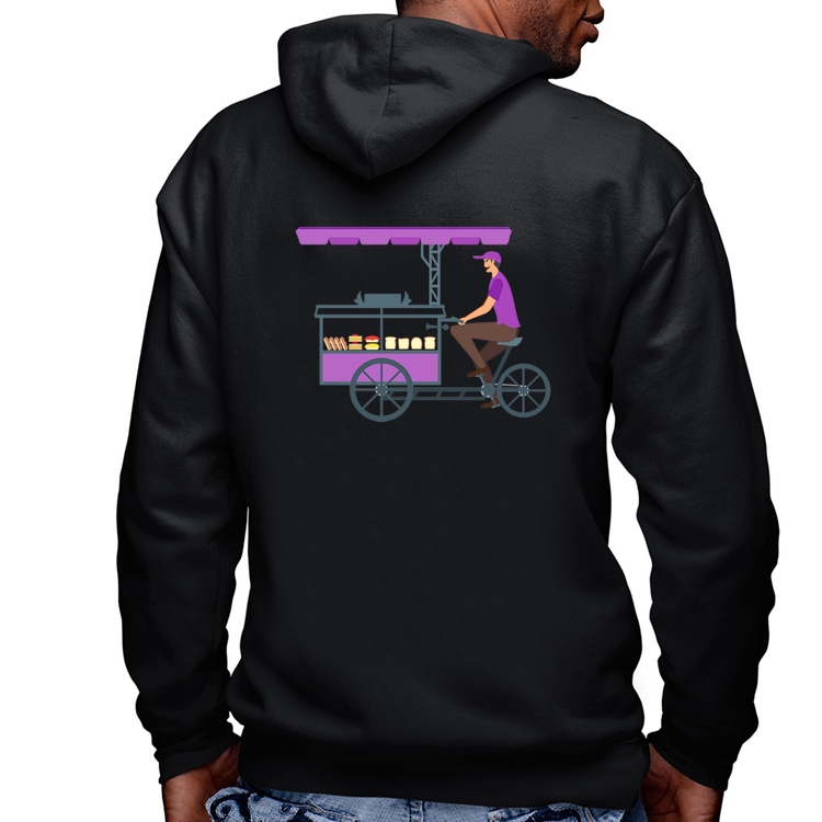 Blusa Moletom Bike Food Masculina com Capuz e Zíper