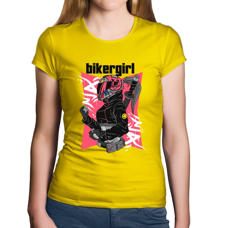 Baby Look Algodão Biker Girl - Amarela