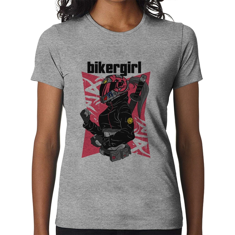 Baby Look Biker Girl - Cinza