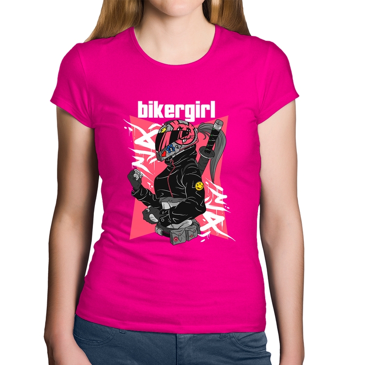 Baby Look Algodão Biker Girl - Rosa