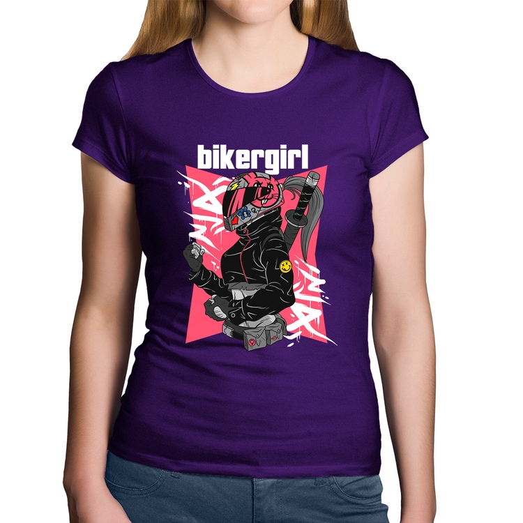 Baby Look Algodão Biker Girl - Roxa