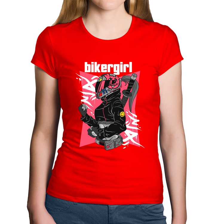 Baby Look Algodão Biker Girl - Vermelha