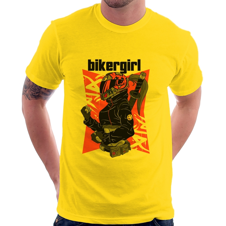 Camiseta Biker Girl - Amarela