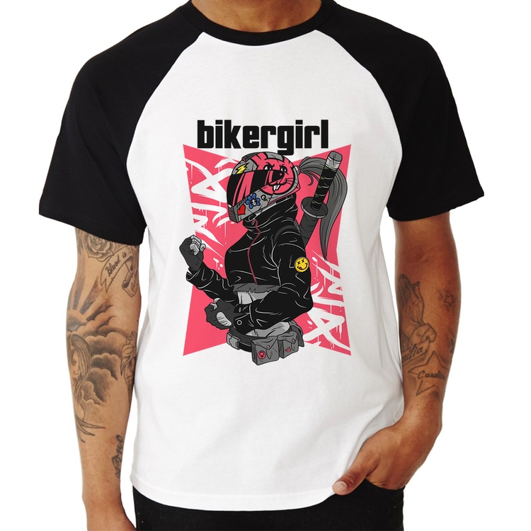 Camiseta Raglan Biker Girl