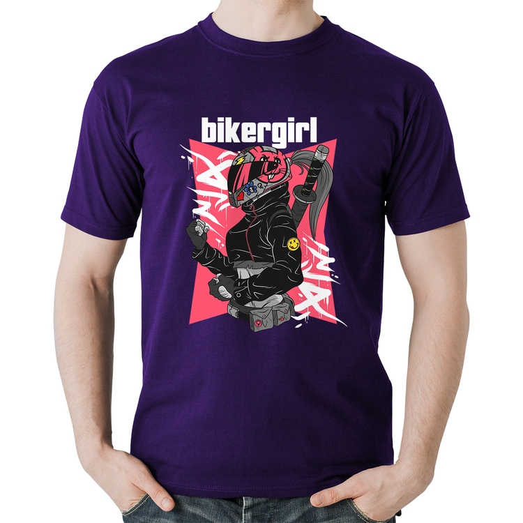 Camiseta Algodão Biker Girl - Roxa