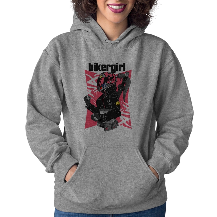 Moletom Feminino Biker Girl - Cinza
