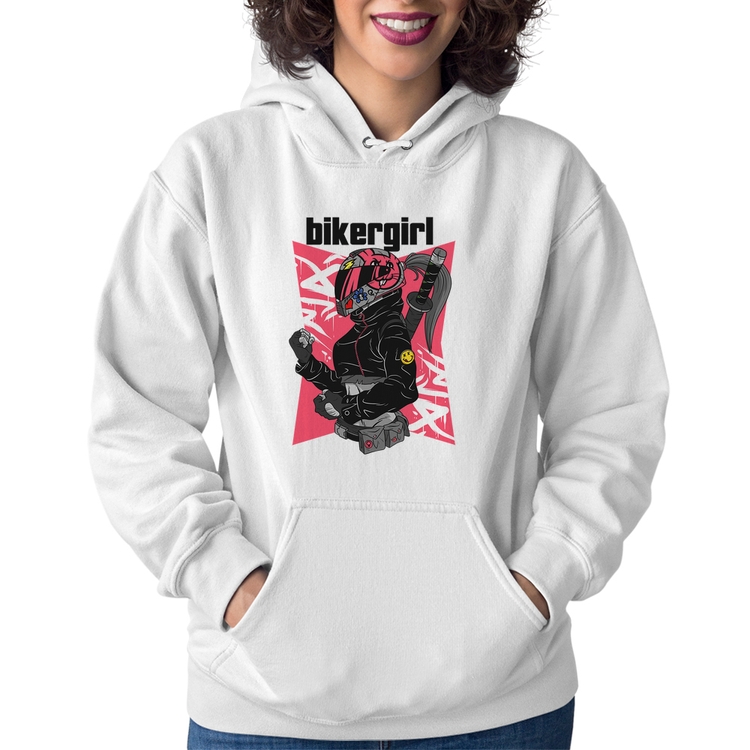 Moletom Feminino Biker Girl - Branco