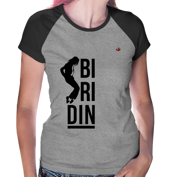 Baby Look Raglan Biridin - Cinza/Preto