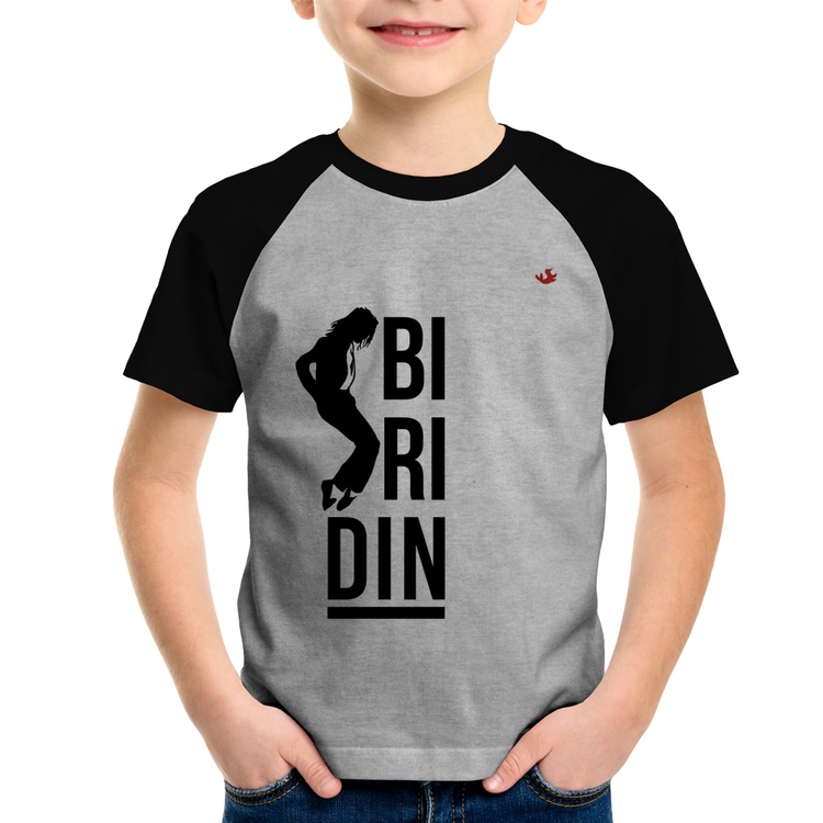 Camiseta Raglan Infantil Biridin - Cinza/Preto