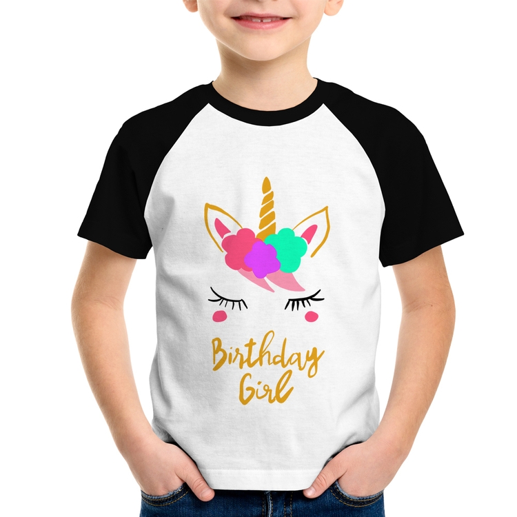 Camiseta Raglan Infantil Birthday Girl