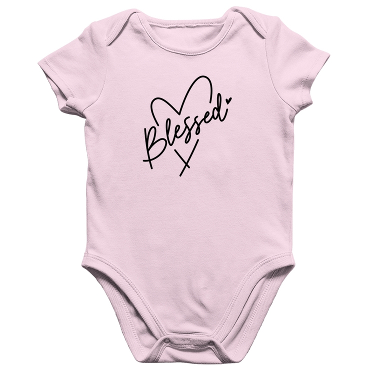 Body Bebê Algodão Blessed Heart - Rosa Bebê