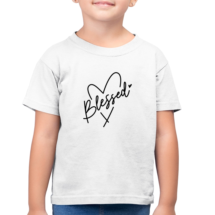 Camiseta Algodão Infantil Blessed Heart - Branca