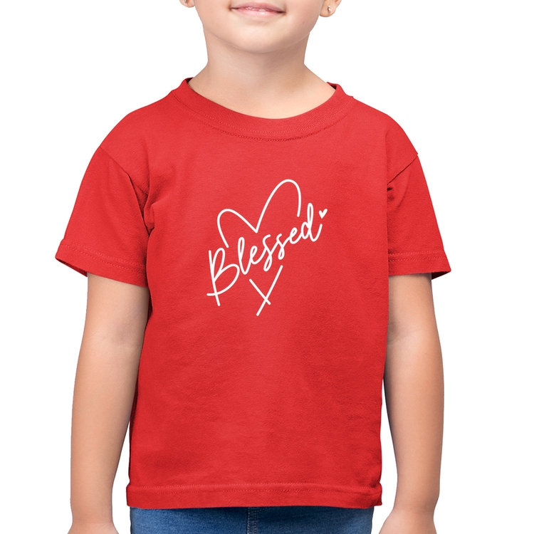 Camiseta Algodão Infantil Blessed Heart - Vermelha
