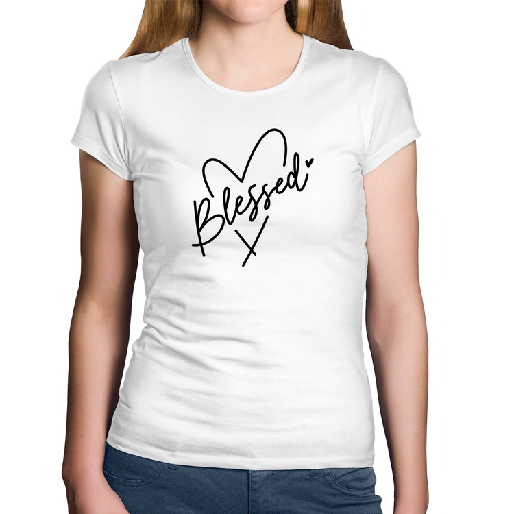 Baby Look Algodão Blessed Heart - Branca