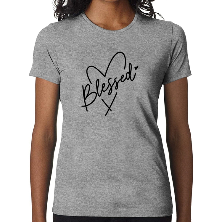 Baby Look Blessed Heart - Cinza