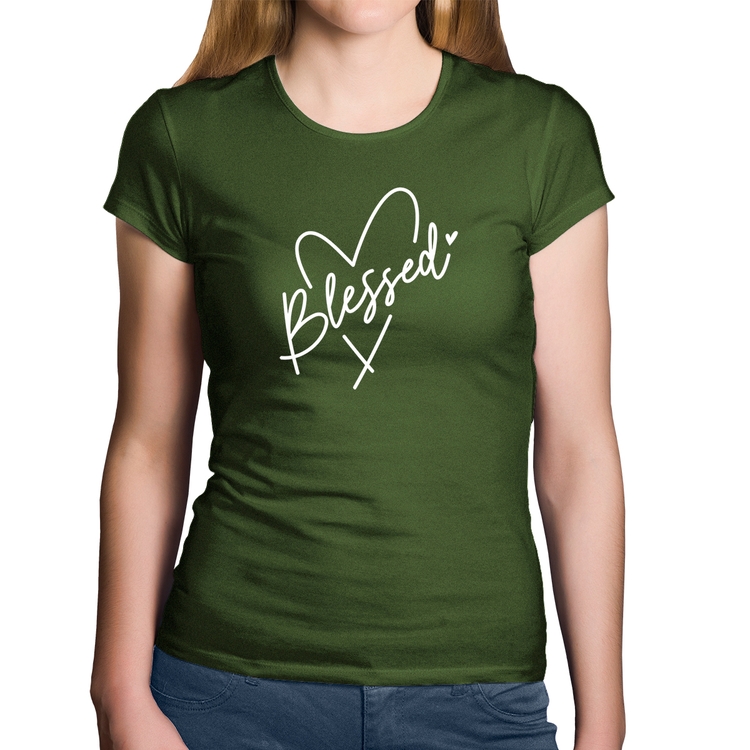 Baby Look Algodão Blessed Heart - Musgo